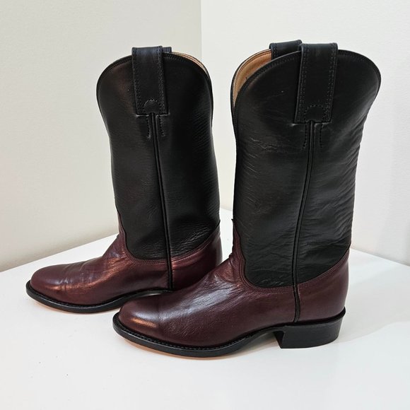 9. Cowboy Boots by Alberta Boots Co. Burgundy Kangaroo. Size 5.5 B. NIB - Picture 4 of 9